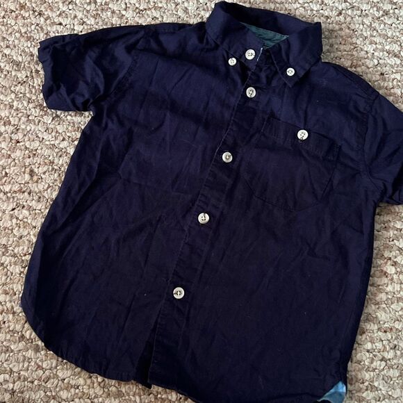 Stitch & Stone Size 4T navy blue button down boys shirt - Picture 2 of 5